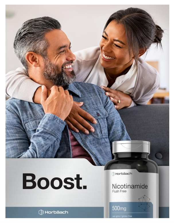 Nicotinamida 500mg Horbäach | 180 Cápsulas | Sin OMG y Sin Gluten
