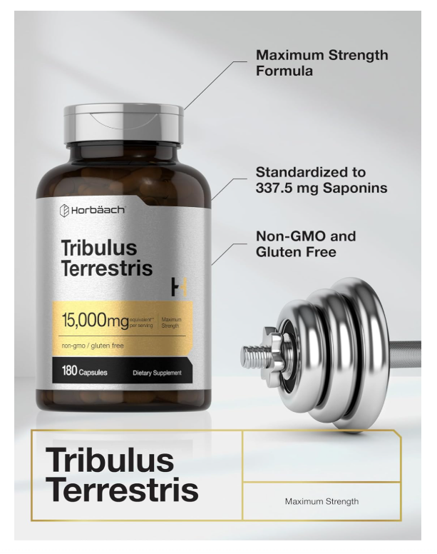 Tribulus Terrestris Horbäach  | 180 Cápsulas | Fuerza máxima | Sin OMG, Sin Gluten