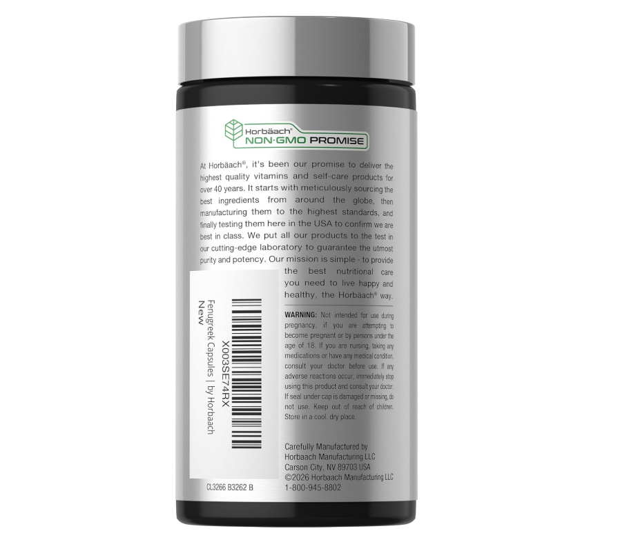 Fenogreco 3000 mg Horbäach | 150 Cápsulas | Sin OMG y Sin Gluten