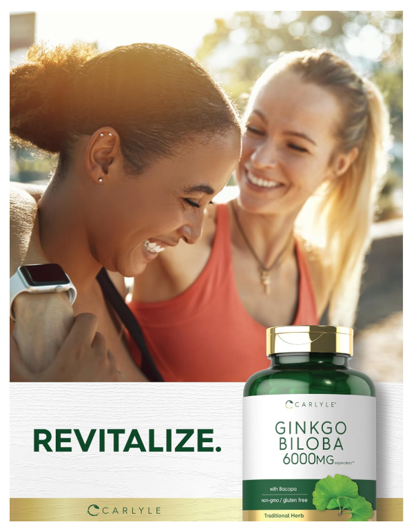 Ginkgo Biloba Carlyle  | 200 Cápsulas | Con Extracto de Bacopa | Sin OMG y Sin Gluten