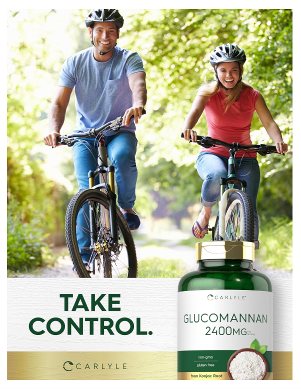 Glucomanano 2400mg Carlyle | 200 Cápsulas | Sin OMG, Sin Gluten