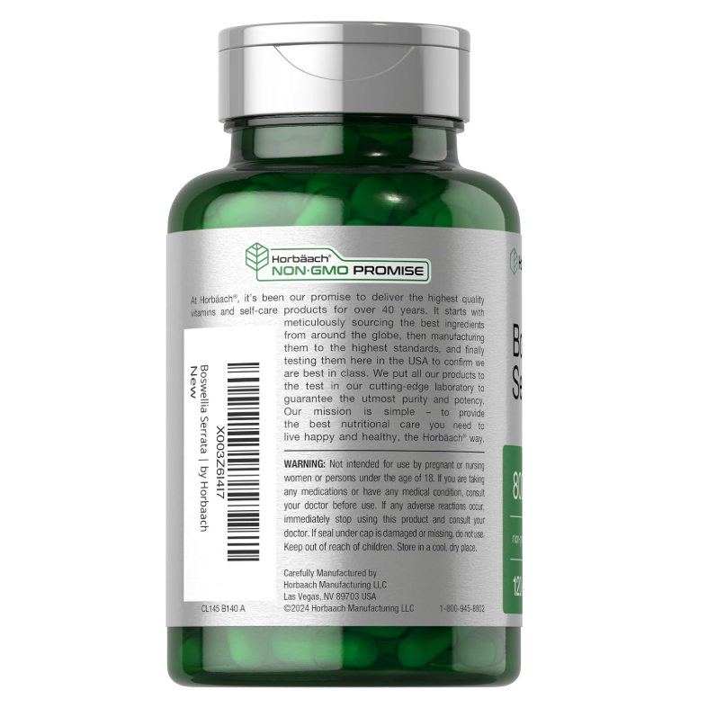 Boswellia Serrata Horbäach | 120 Cápsulas | Sin OMG, Sin Gluten