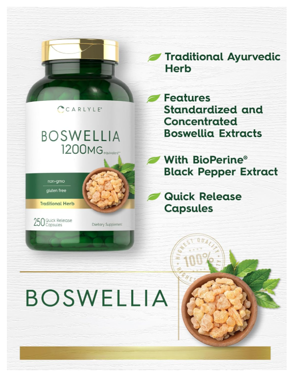 Boswellia Serrata Carlyle | 250 Cápsulas | Complejo con Pimienta Negra | Sin OMG, Sin gluten