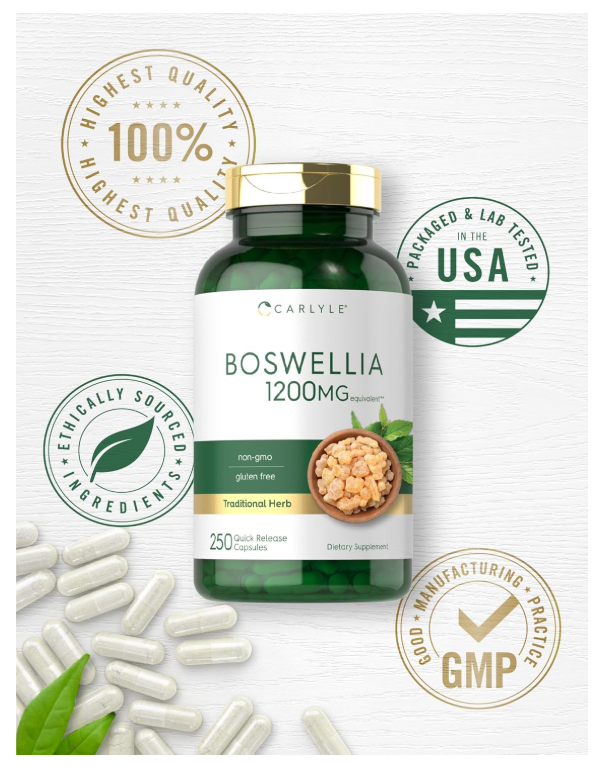 Boswellia Serrata Carlyle | 250 Cápsulas | Complejo con Pimienta Negra | Sin OMG, Sin gluten
