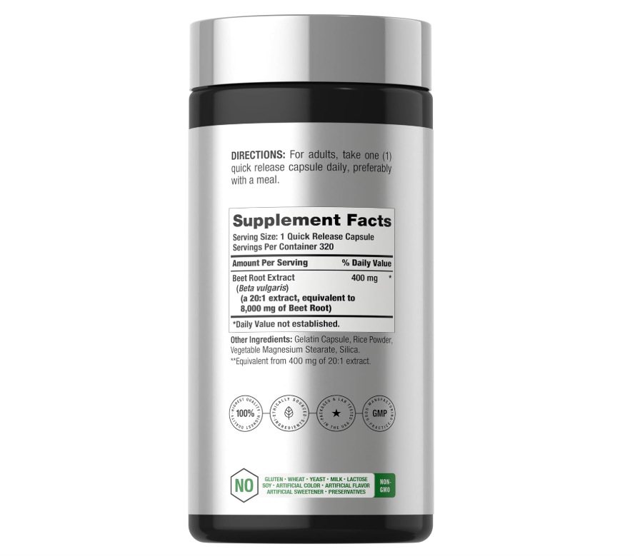 Raíz de Remolacha 8000 mg Horbäach | 320 Cápsulas | Sin OMG, Sin Gluten