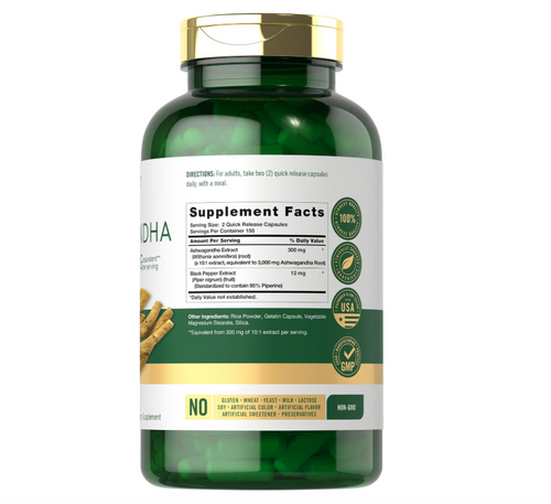 Ashwagandha Carlyle | 3000mg | 300 Cápsulas | Sin gluten, Sin OMG