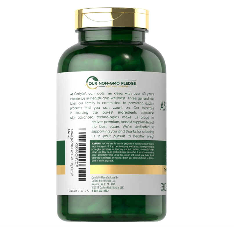 Ashwagandha Carlyle | 3000mg | 300 Cápsulas | Sin gluten, Sin OMG