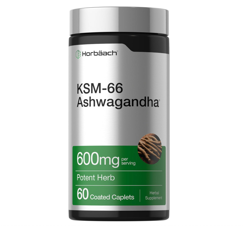 KSM-66 Ashwagandha Horbäach | Con L-teanina | 60 Cápsulas | Sin OMG, Sin Gluten