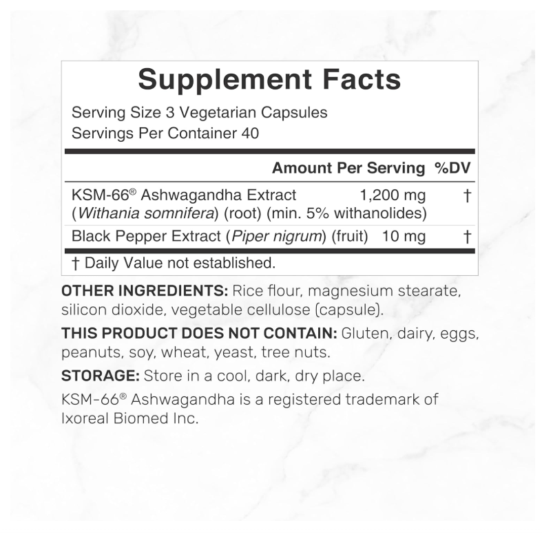 KSM 66 Ashwagandha Deal | 1200 mg con Pimienta Negra | 120 Cápsulas