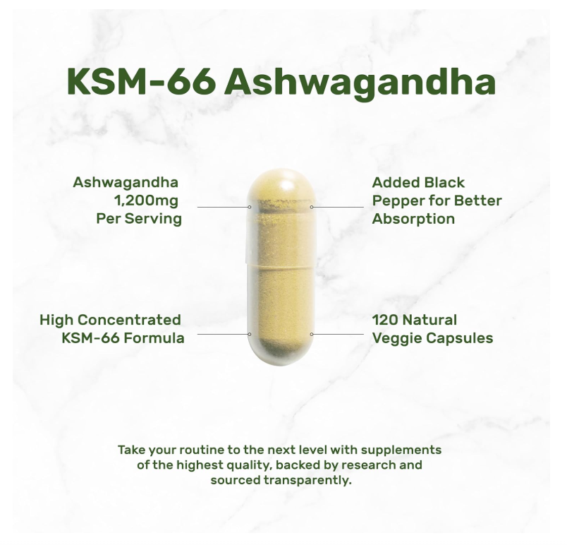 KSM 66 Ashwagandha Deal | 1200 mg con Pimienta Negra | 120 Cápsulas