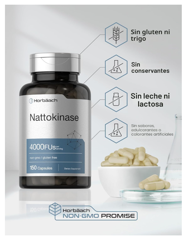 Nattoquinasa Horbäach | 4000 FU | 150 Cápsulas