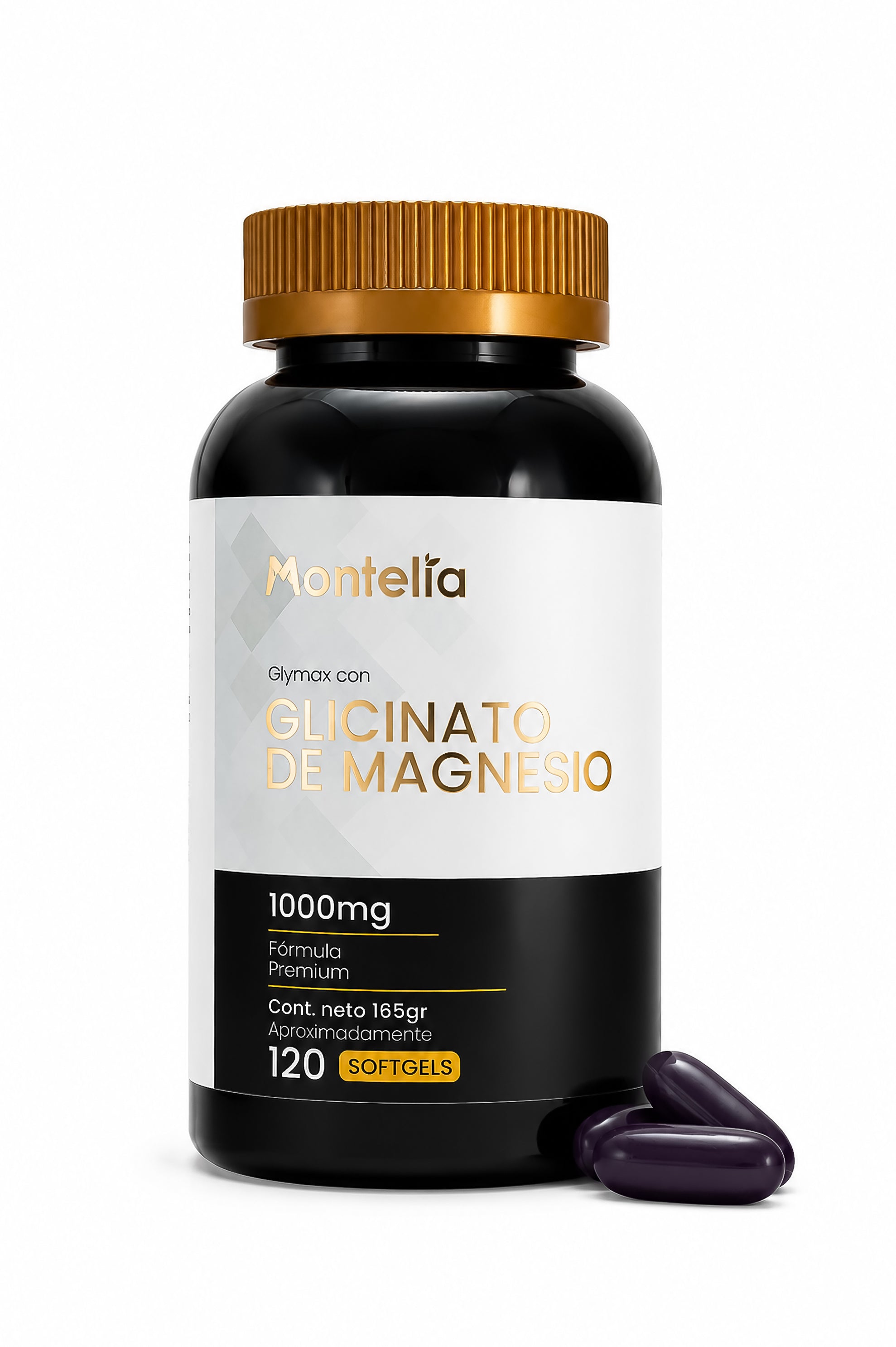 Glicinato de Magnesio Montelia | 1000mg Formula Premiun | 120 Softgels