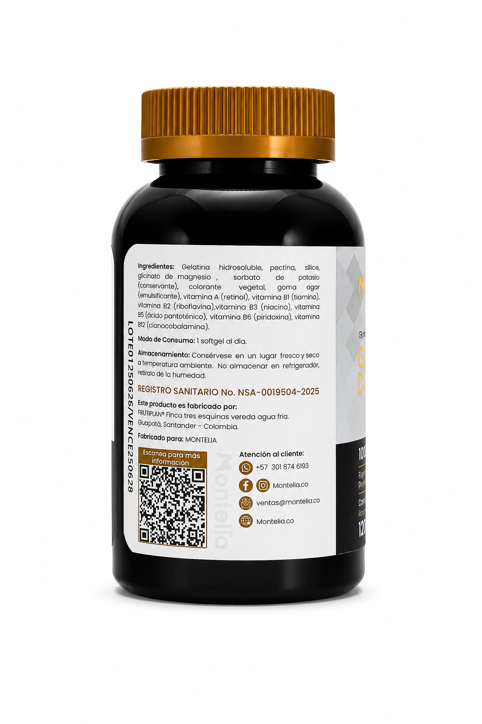 Glicinato de Magnesio Montelia | 1000mg Formula Premiun | 120 Softgels